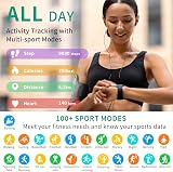 Popglory Smartwatch 1.85" Text Call Fitness Tracker BP SpO2 HR Sleep Android iOS view 6