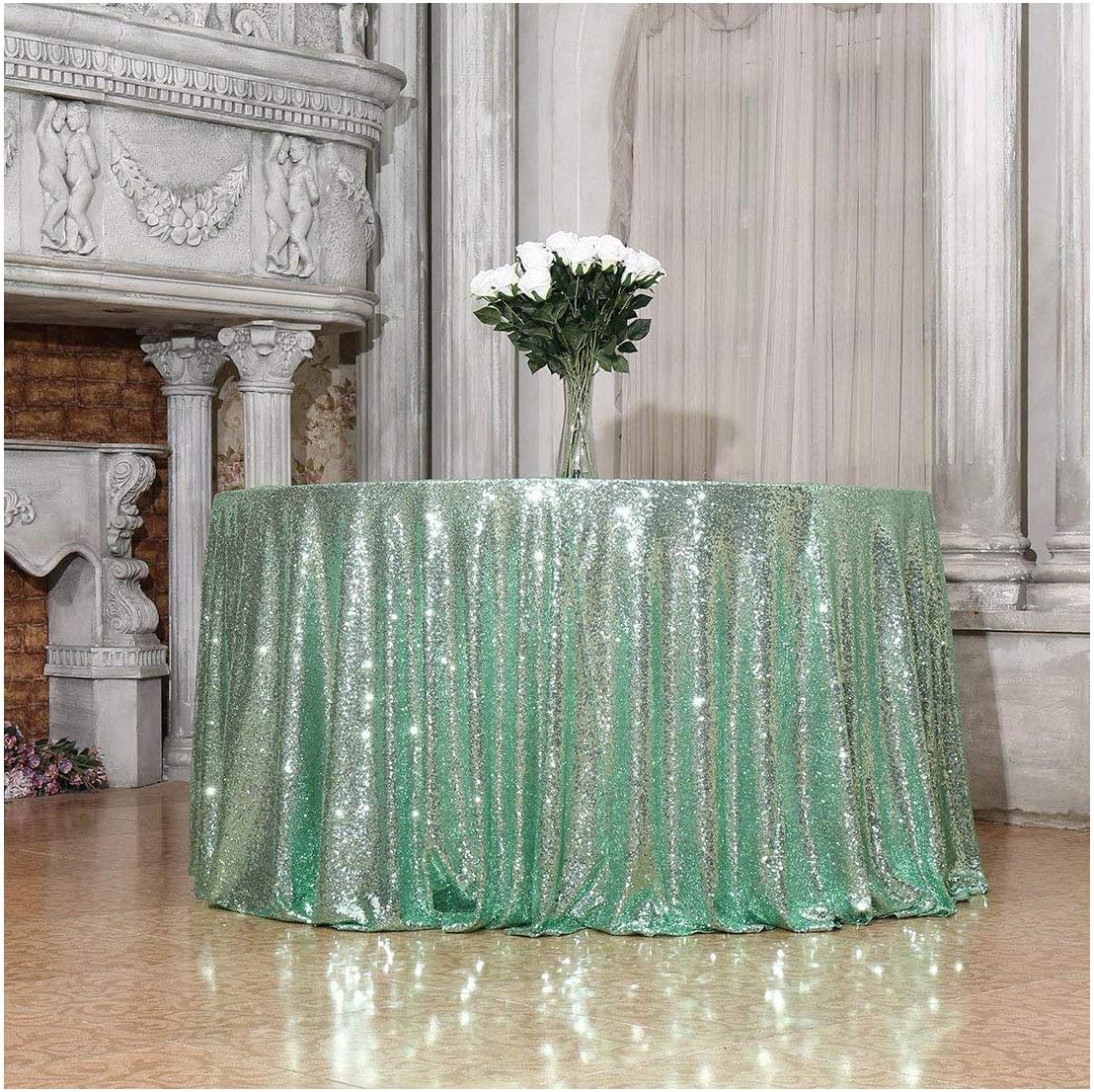 Best 70 inch round mint green table cloth
