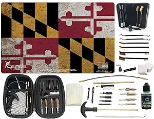 EDOG Patriotic Maryland State Flag PPistol Cleaning Mat & Range Warrior Handgun Cleaning Kit & E.D.O.G. Tac Pak Cleaning Essentials