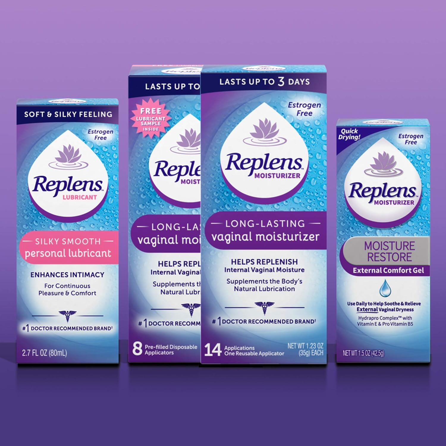 Replens Long-Lasting Vaginal Moisturizer, 8ct with single-use applicator (Pack of 2): Health & Personal Care