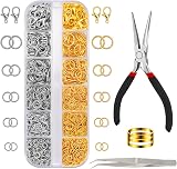 JOLCEEY Jump Rings Kit Silver Gold Open Jump Rings with Jewellery Pliers 4mm view 1