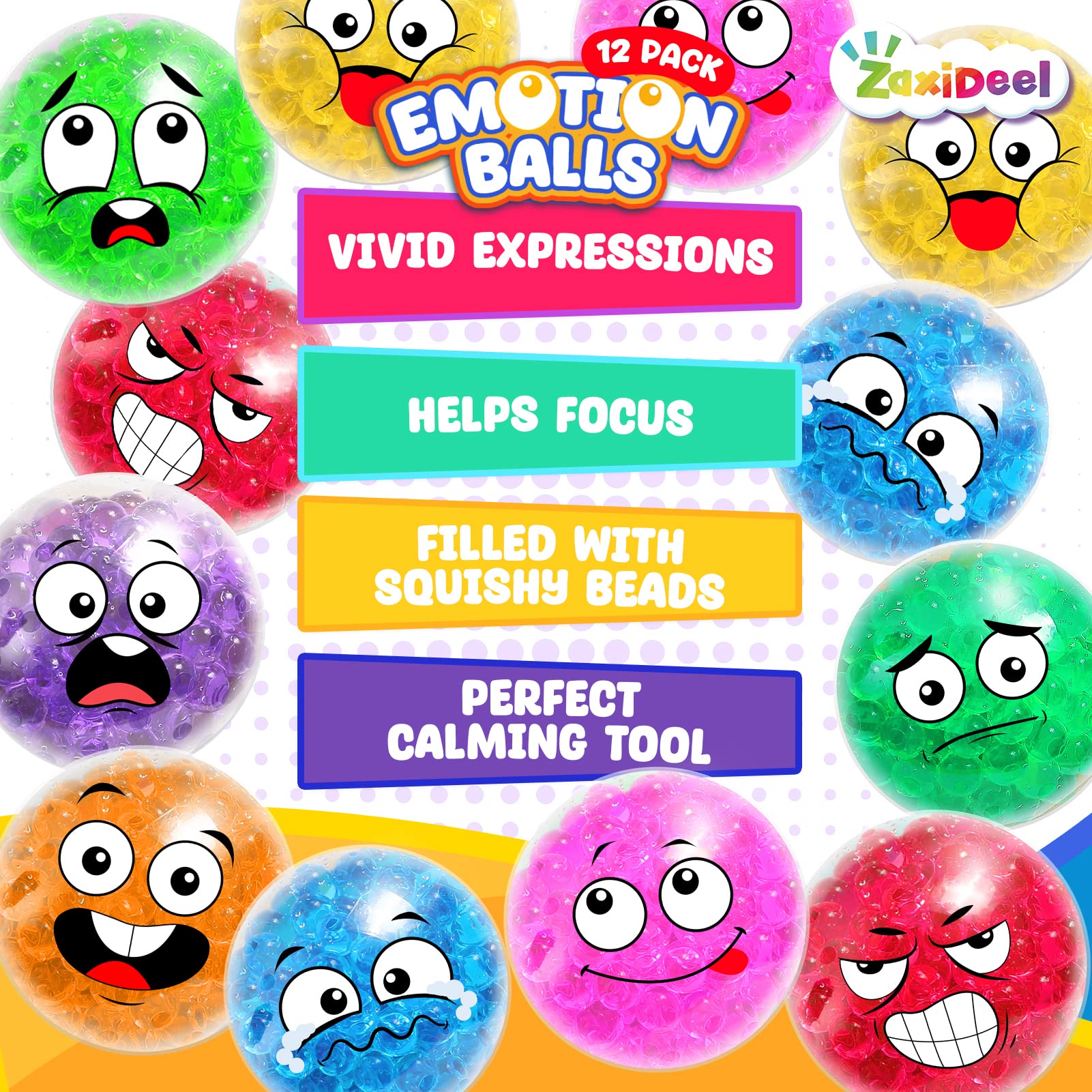 Mua Emotion Stress Balls 12 Pack - Squishy Balls Fidget Toys for Kids ...