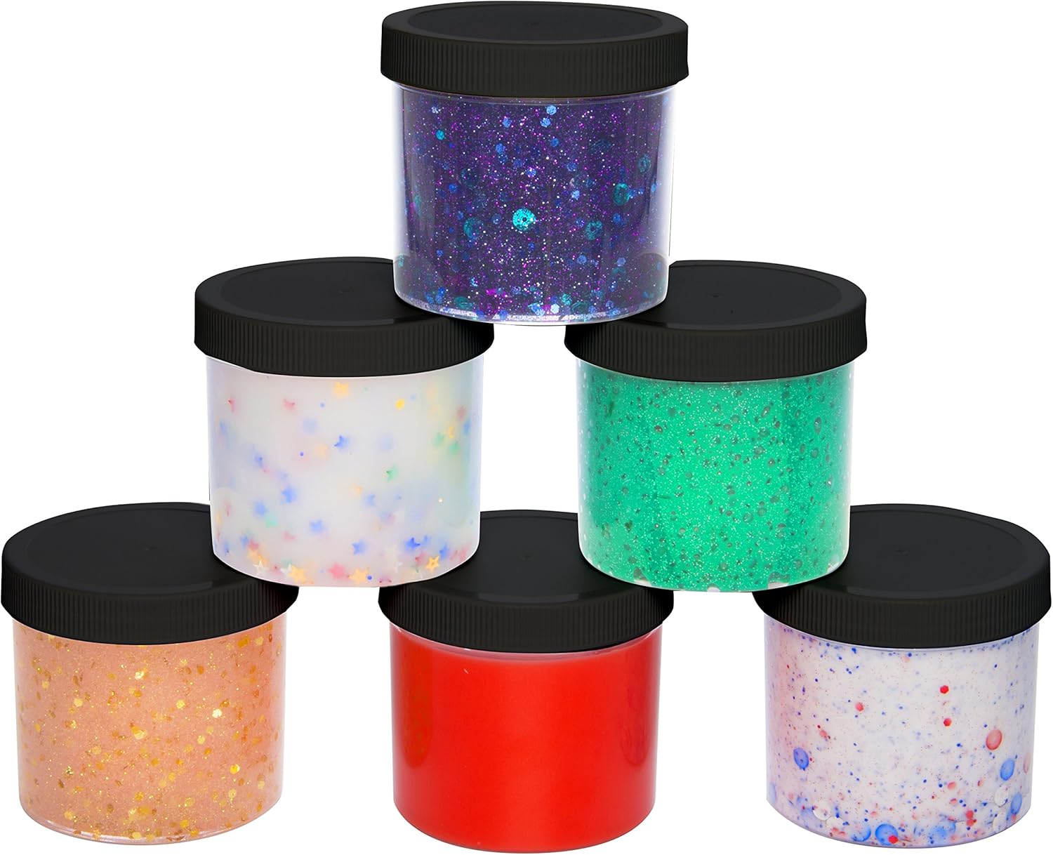 Slime Storage Jars 12oz (6 Pack) Clear Containers for All Your Glue
