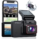 Kingslim D4 4K Dual Dash Cam with Built-in WiFi GPS, Front 4K/2.5K Rear 1080P Dual Dash Camera for Cars , 3" IPS Touchscreen 