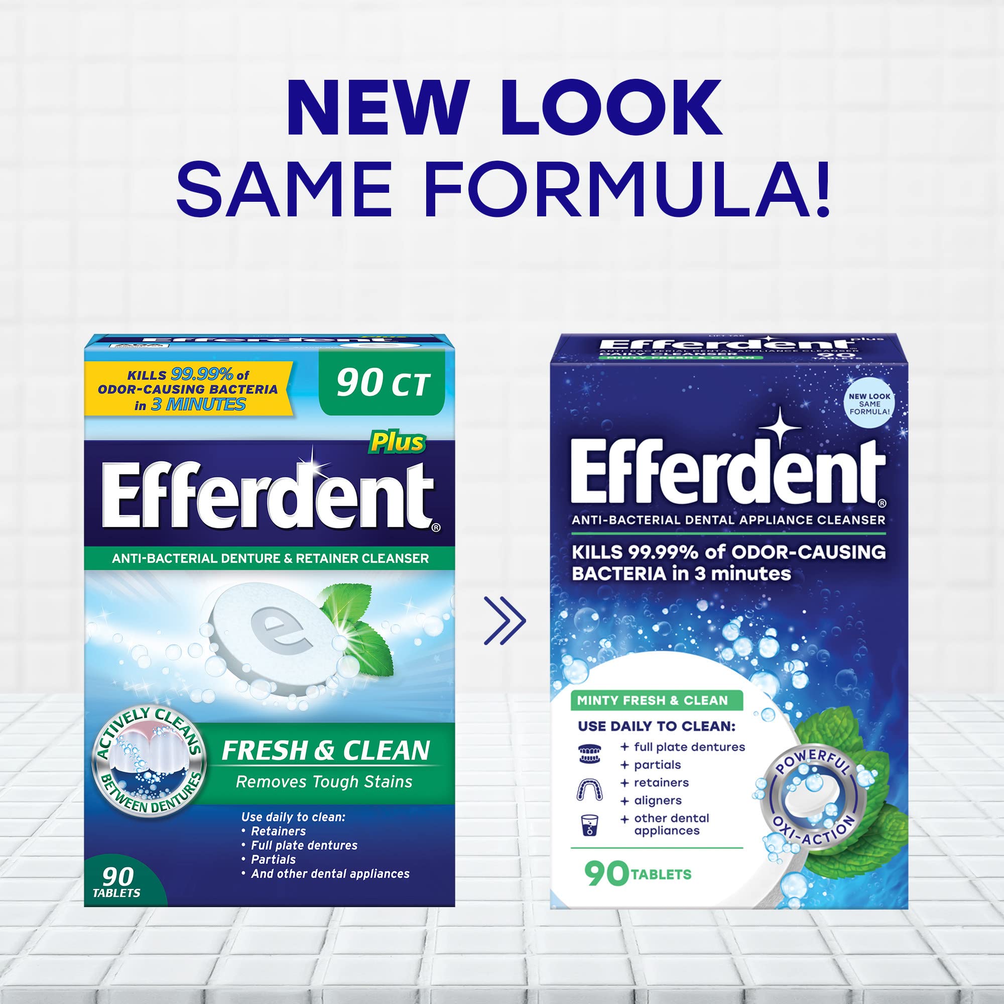 Efferdent Retainer Cleaning Tablets, Denture Cleanser Tablets for