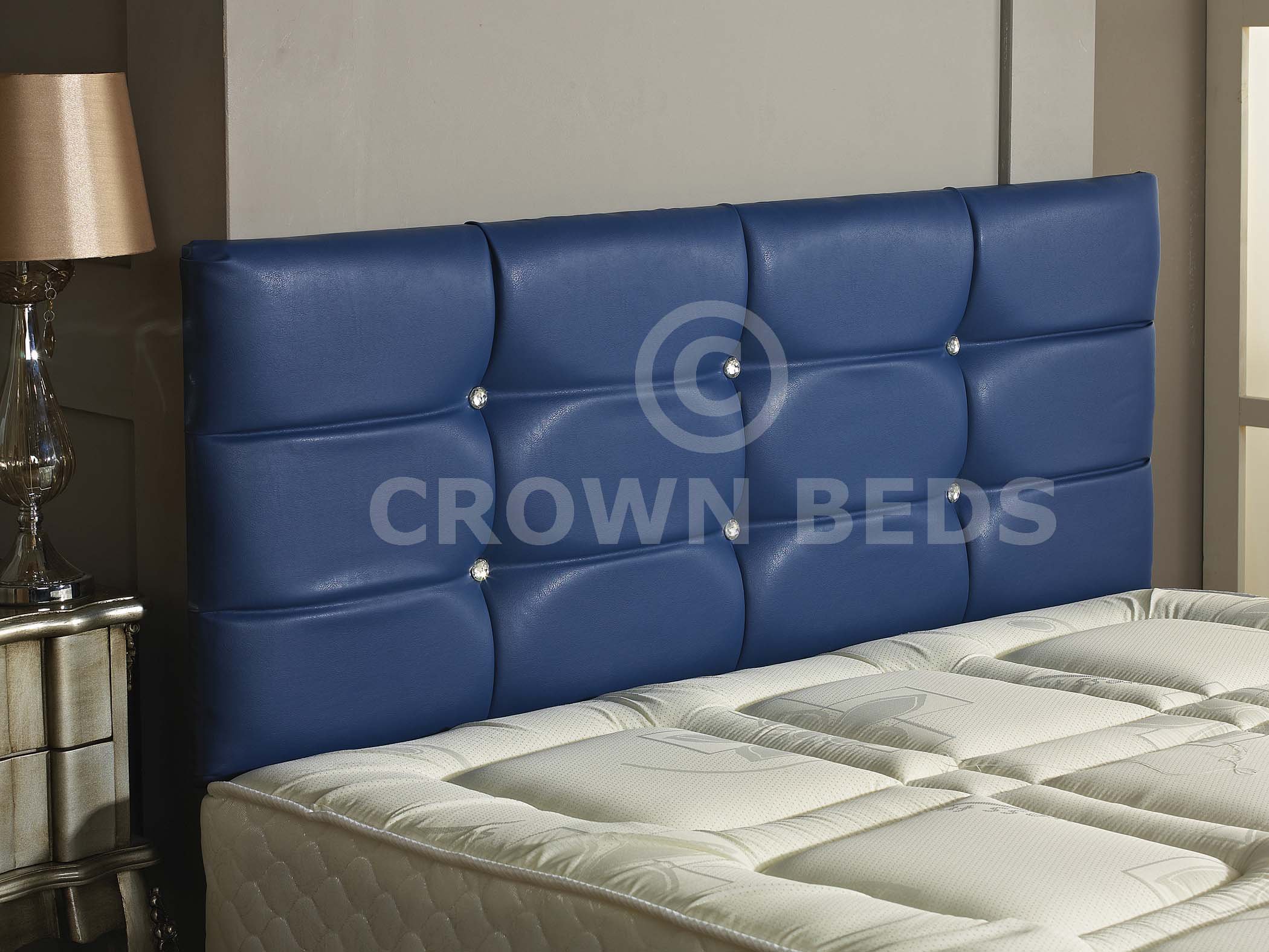 DELUXE FAUX LEATHER HEADBOARD IN 2ft6,3ft 4ft 4ft6 5ft 6ft (Blue 4ft (Small Double)