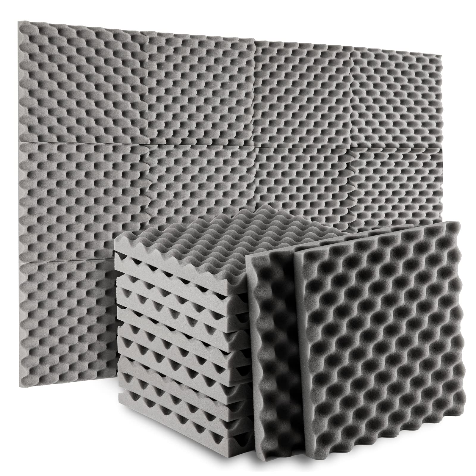 Acoustic Sound Proofing Foam Panels: 12 Pack Acoustic Foam Panels with Double Sided Tape - 1"X12"X12" Fireproof Sound Proofing Panels for Wall Recording Studio Office Home