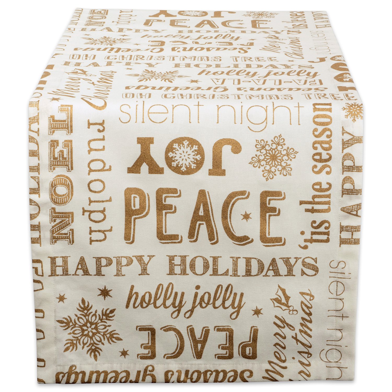 DII Metallic Fabric Kitchen Décor, Cotton, Gold Holiday Collage, 72" x 14" (Rectangular) — image 1