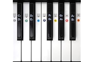 LONG BEACH MUSIC Color Piano Keyboard Stickers- Removable, Transparent, for White & Black Keys