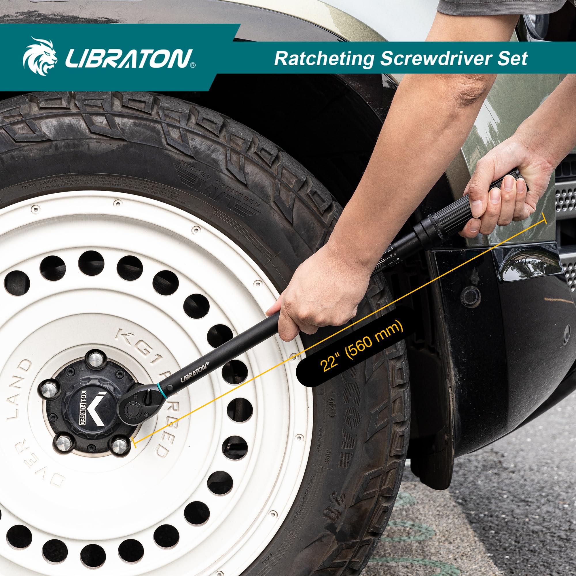 LIBRATON Drehmomentschlüssel 1/2 Zoll, 50–350NM, Drehmomentschlüssel Auto ±3% Genauigkeit, Gelenkgriff 1/2 Zoll, 72-Zahn-Dual-Direction Verstellbarer Drehmoment für Auto, Motorrad Reparatur 9