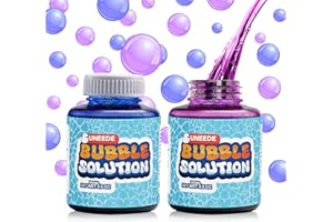 UNEEDE Colorful Bubble Solution Refill 2 Pack,Premium Bubble Liquid for Bubble Toys,200ml/7oz Pre-Mix Solution for Bubble Machines,Purple & Blue Bubble Refill,Bulk Bubbles for Kids