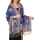 MUQU Women Pashmina Shawls and Wraps Scarf Soft Silky Reversible Paisley Scarves Shawl for Women