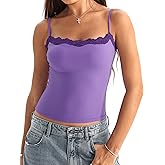 Starrylion Padded Lace Cami Top Double Lined Sexy Tank Top Spaghetti Strap Club Party Shirt