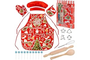 3 Otters Chef Costume for Kids, 21PC Kids Chef Set with Apron, Fun Cooking & Baking Set for Christmas Dinner Party