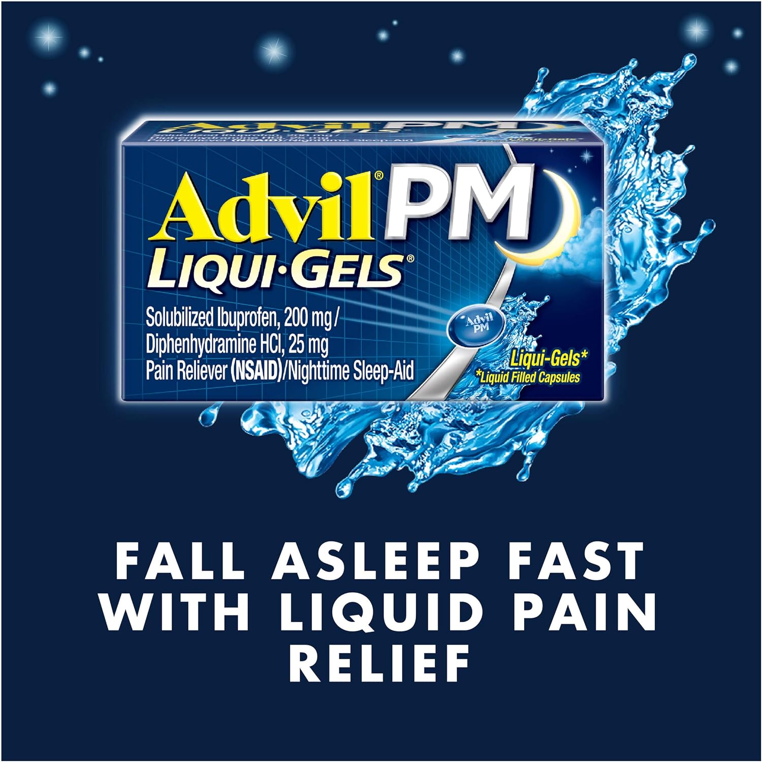 Advil PM Liqui-Gels (80 Count) Pain Reliever/Nighttime Sleep Aid Liquid Filled Capsules, 200mg Ibuprofen, 25mg Diphenhydramine: Health & Personal Care