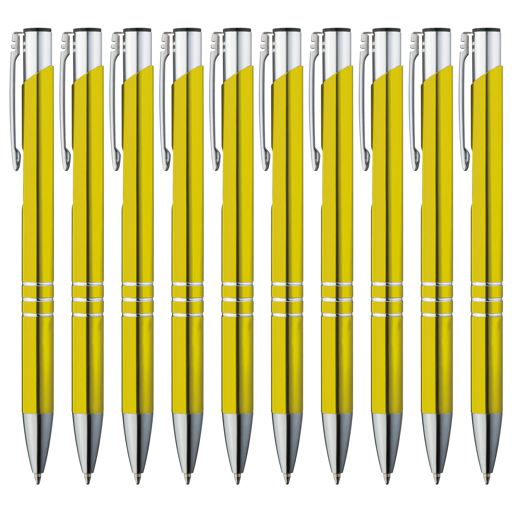 GIMEI® Metal Ballpoint Pen, Pack of 50, Premium Ballpoint Pen Set, High Quality, Ballpoint Pen for Easy and Soft Writing, Blue Writing Ballpoint Pen Yellow as a Visual Eye-Catcher — image 1