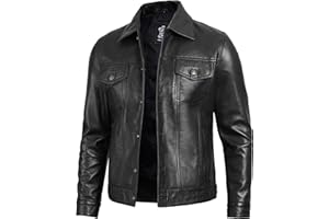 Decrum Leather Jacket For Men - Real Lambskin Vintage Trucker Mens Leather Jackets