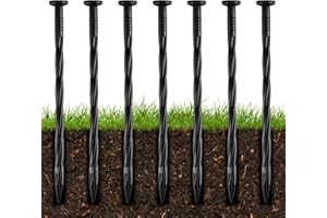100Pcs 8-Inch Plastic Landscape Edging Spikes, Spiral Anchoring Nails for Weed Barrier, Paver Edging, Landscape Edging, Artif
