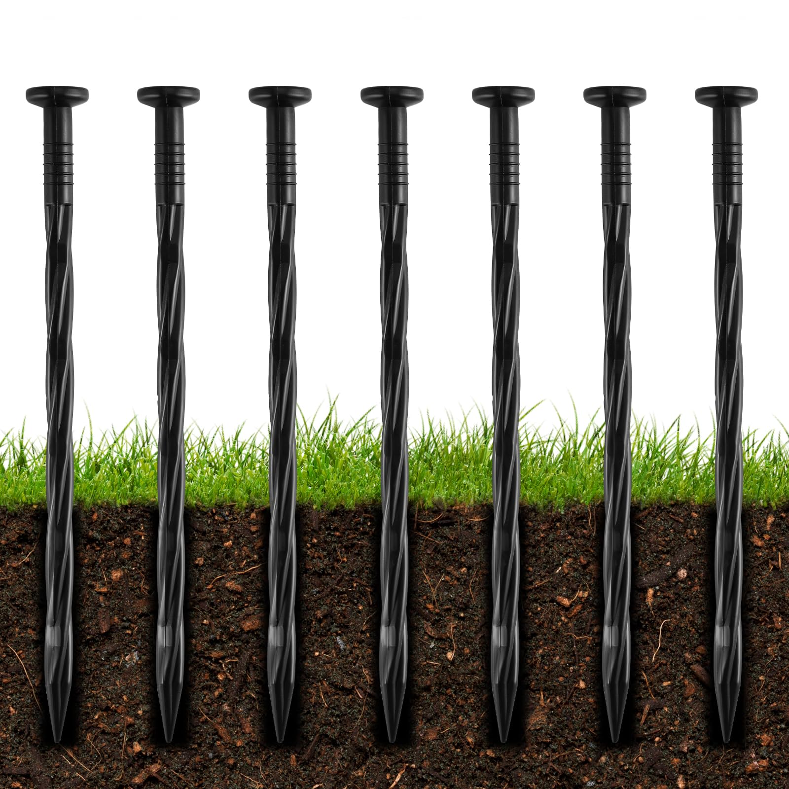 Photo 1 of 200Pcs 8-Inch Plastic Landscape Edging Spikes, Spiral Anchoring Nails for Weed Barrier, Paver Edging, Landscape Edging, Artificial Turf, Grass Pathways, and More
