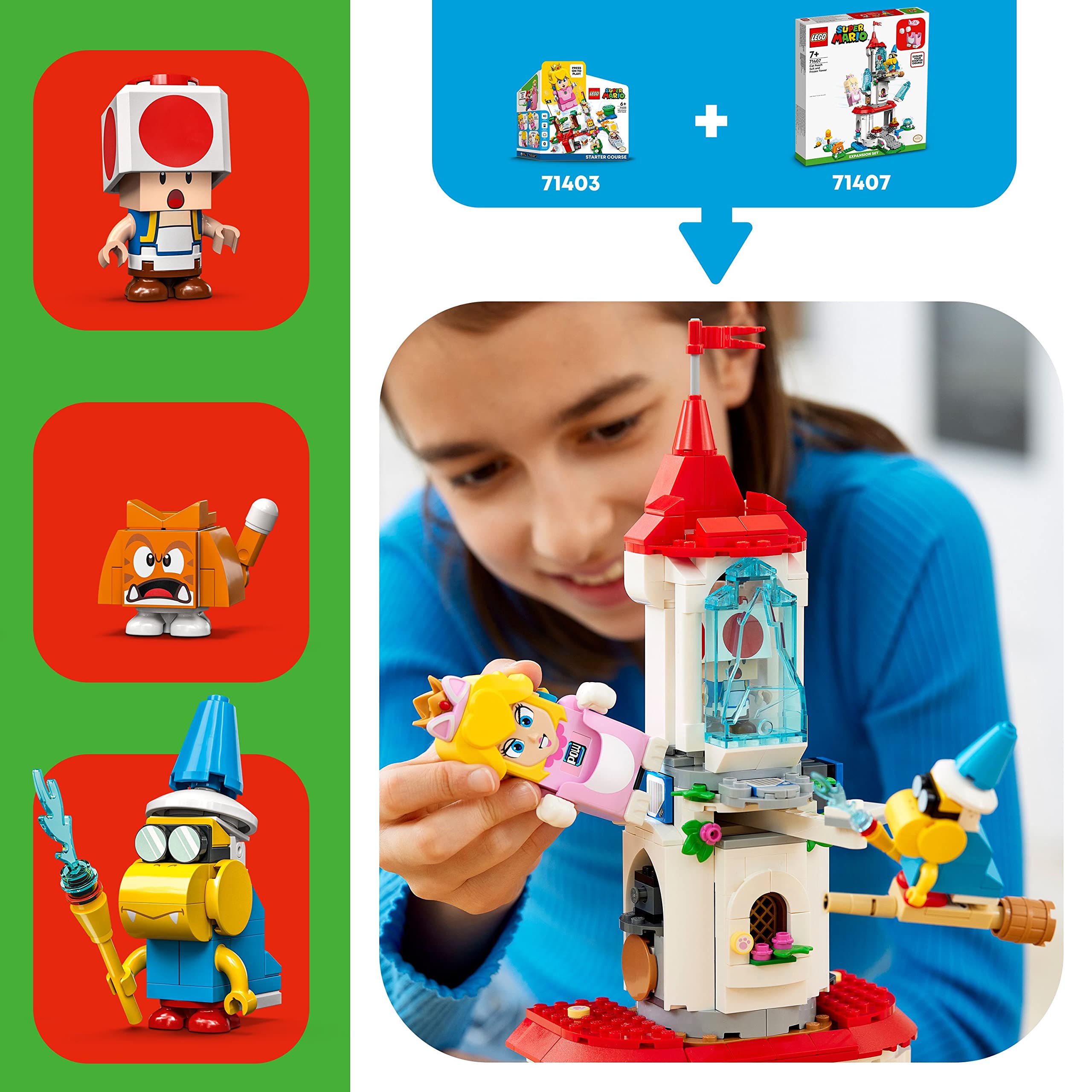 LEGO Super Mario Cat Peach Suit and Frozen Tower Expansion Set 71407 Building Toy Set for Kids, Boys, and Girls Ages 7+ (494 Pieces)