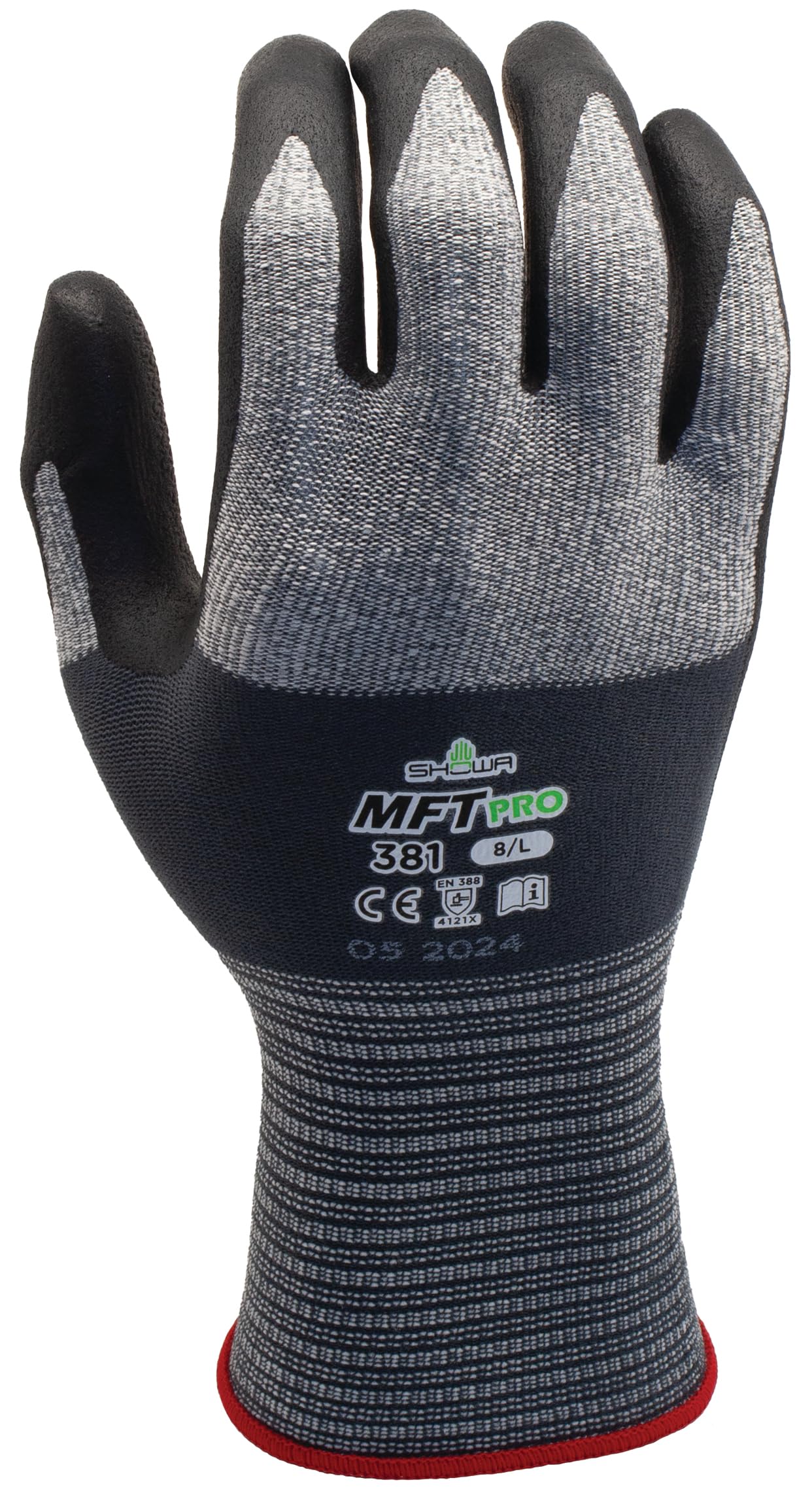SHOWA 381 Nitrile Coated Work Glove, Grey, M