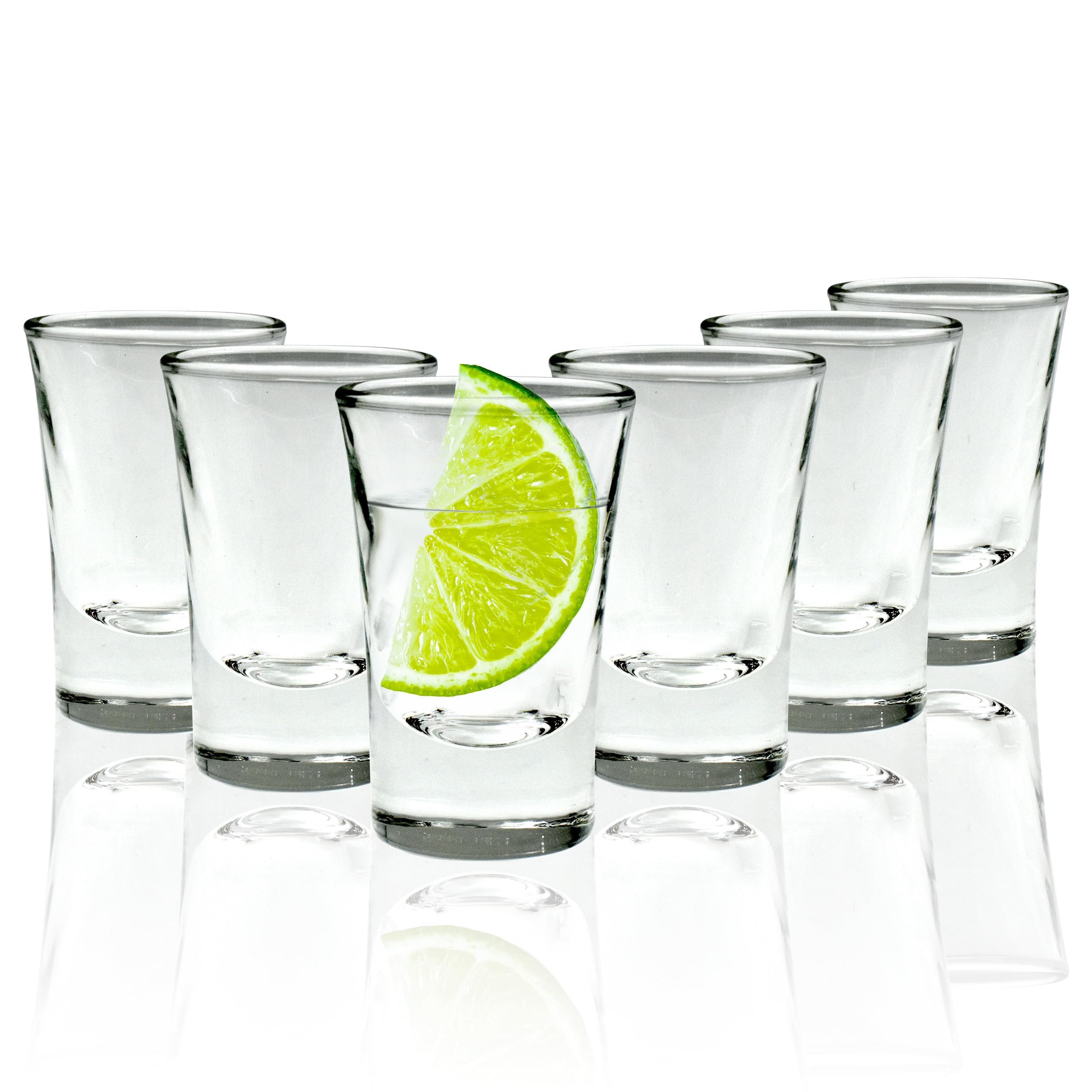 Volila Heavy Base Shot Glasses - 25ml (6 Pack) Clear Shot Glasses Set for Alcohol, Vodka, Expresso, Tequila & Desserts - Durable and Reusable for Home, Bars & Party