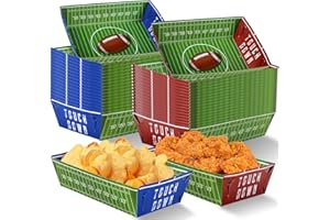Geefuun 50 Pack Football Party Decorations Paper Food Trays - Movie Night Supplies Snack Stadium Serving Plates for Super Football Bowl Birthday Disposable Decor