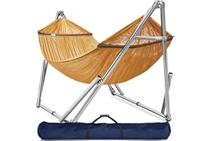 Tranquillo Double Hammock with Stand 650lb Capacity Double Hammock with Spreader Bar, Solid Grade 201 Stainless Steel 30s Set