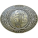GRAERRY Western Belt Buckle for Men Women Initial Letters ABCDJMR to Z Vintage Rodeo Cowboy Belt Buckles
