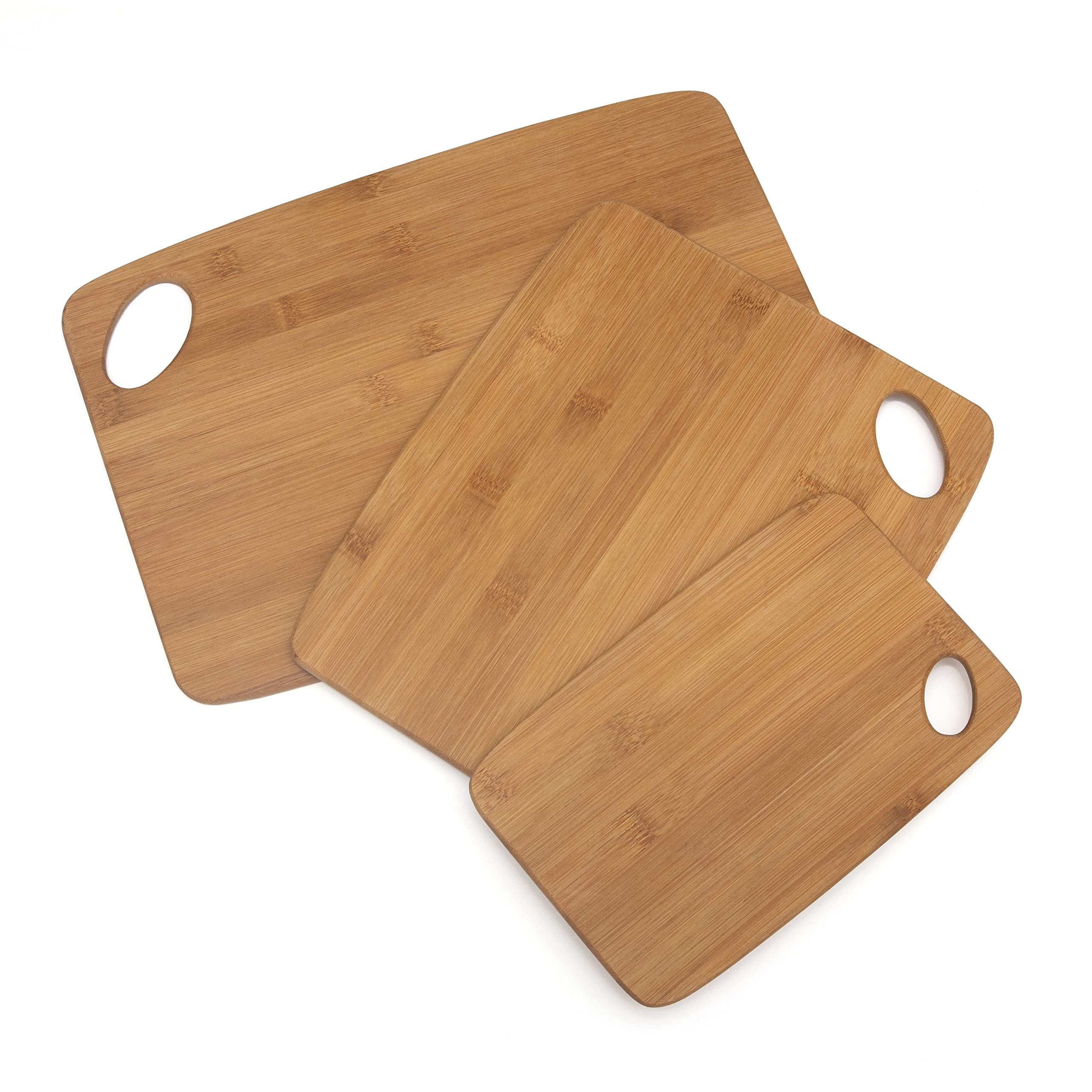 Photo 1 of **2 PCS**Lipper International Bamboo Wood Thin Cutting Board with Oval Hole in Corner, Assorted Sizes, Set of 3