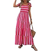 PRETTYGARDEN Women Dresses 2026 Summer Floral Sleeveless Maxi Dress Casual Spaghetti Strap Tiered Flowy Beach Long Dress