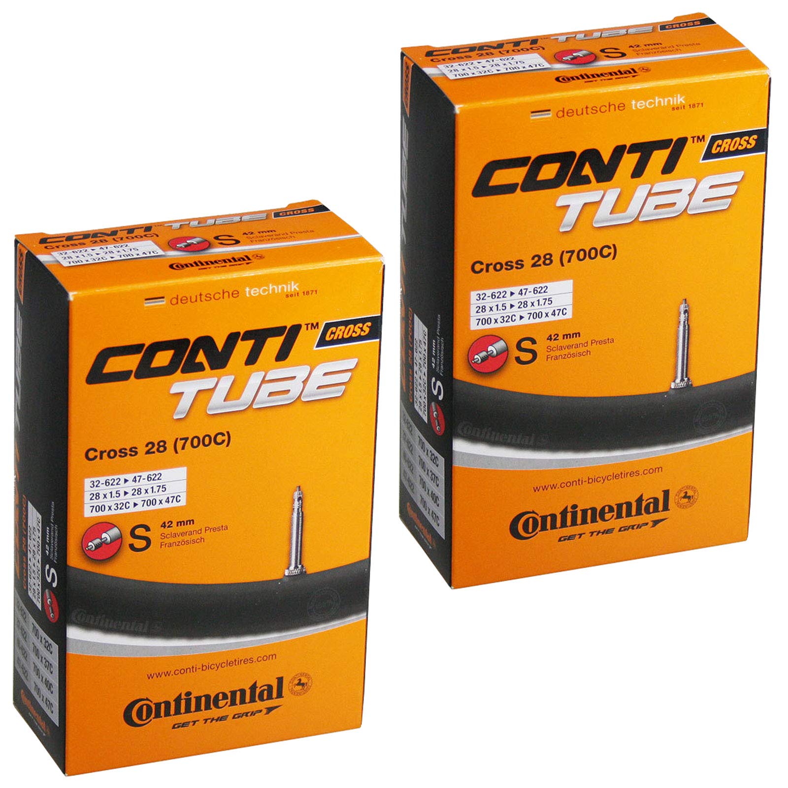 Continental Cross 28 700 x 32-47c Bike Inner Tubes - Presta 42mm Valve (Pair)