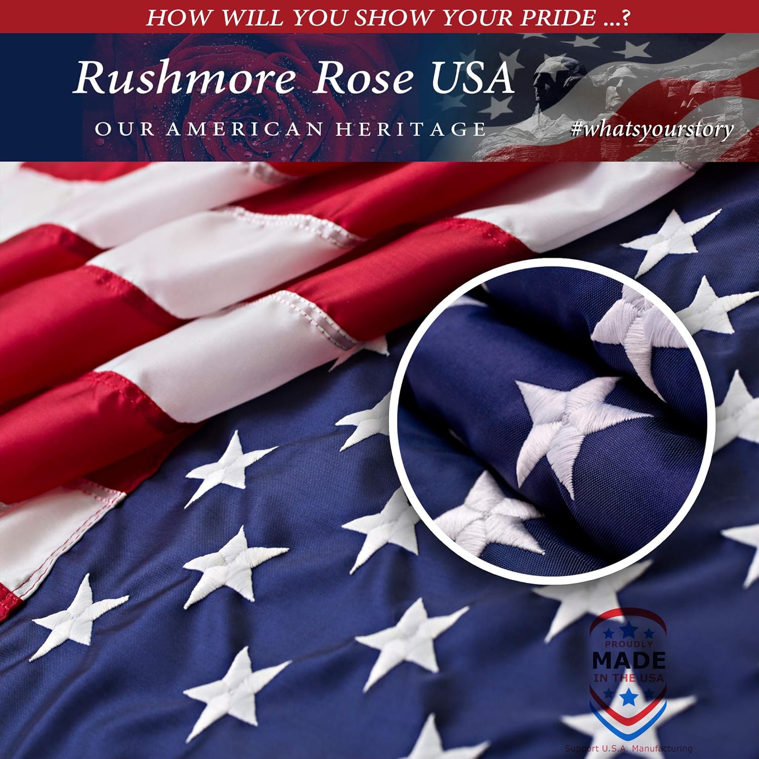 American Flag 3x5 - Made in USA. Premium US Flag. Embroidered Stars and Stripes - American Flags Made in America : Garden & Outdoor