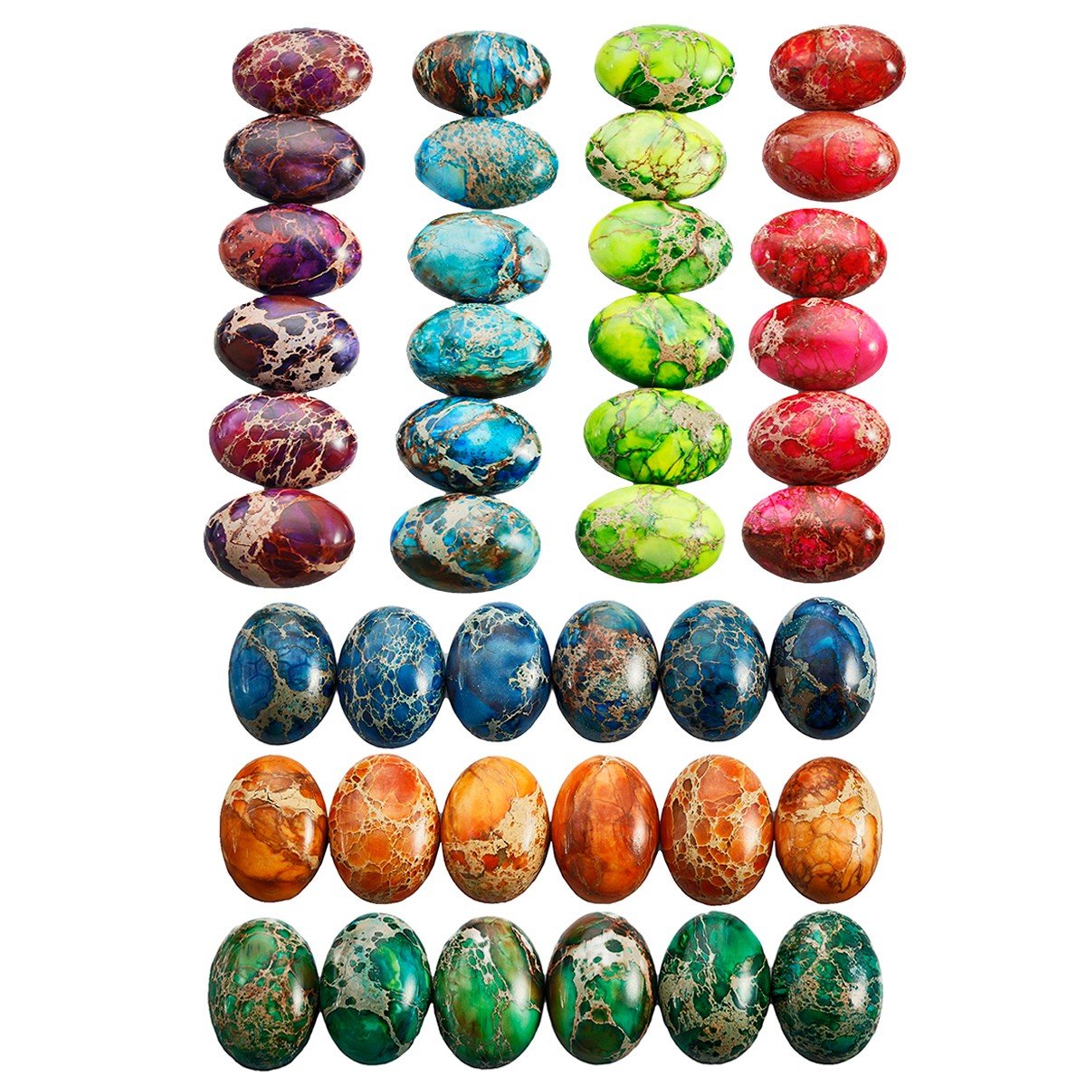 rockcloud Oval Cabochon Flatback Semi-precious Stones Sea Sediment Jasper for Jewelry Making