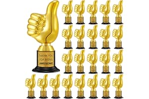 Highergo 24 Pcs Thumbs up Award Trophies 5 Inch Plastic Gold Trophy Cups Bulk for Staff or Kids Party Favors with Inspirational Stickers for Employee Reward School Trophy Gifts