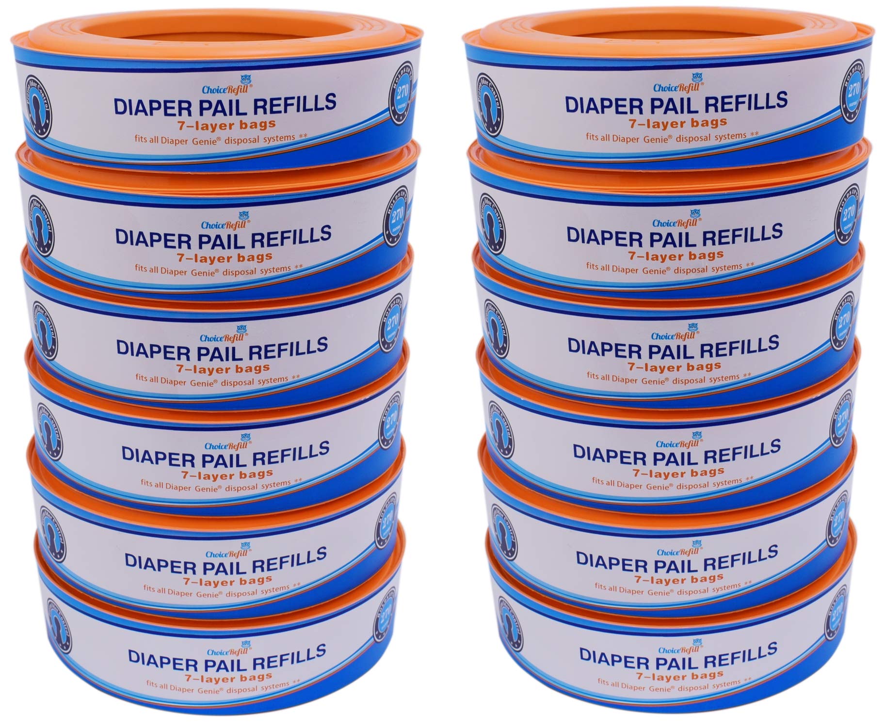 Photo 1 of ChoiceRefill Compatible with Diaper Genie Pails, 12-Pack, 3840 count (12)