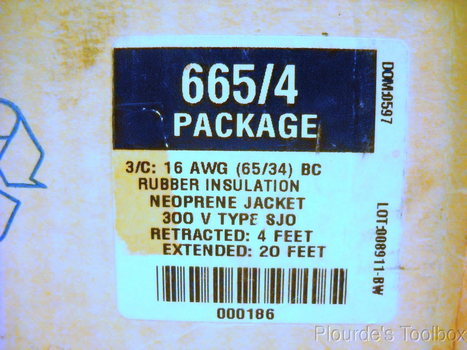 New Alpha Corp 3-Conductor 20ft Retractile Cable Cord, 665/4, 16 AWG, 300V