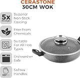 Tower Cerastone Induction Wok Pan 30 cm with Glass Infuser Lid Graphite view 2