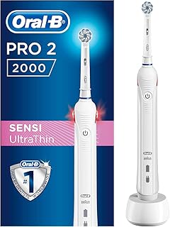 Oral-B PRO 2 2000 Elektrische Zahnbürste mit visueller Andruckkontrolle für extra Zahnfleischschutz, weiß
