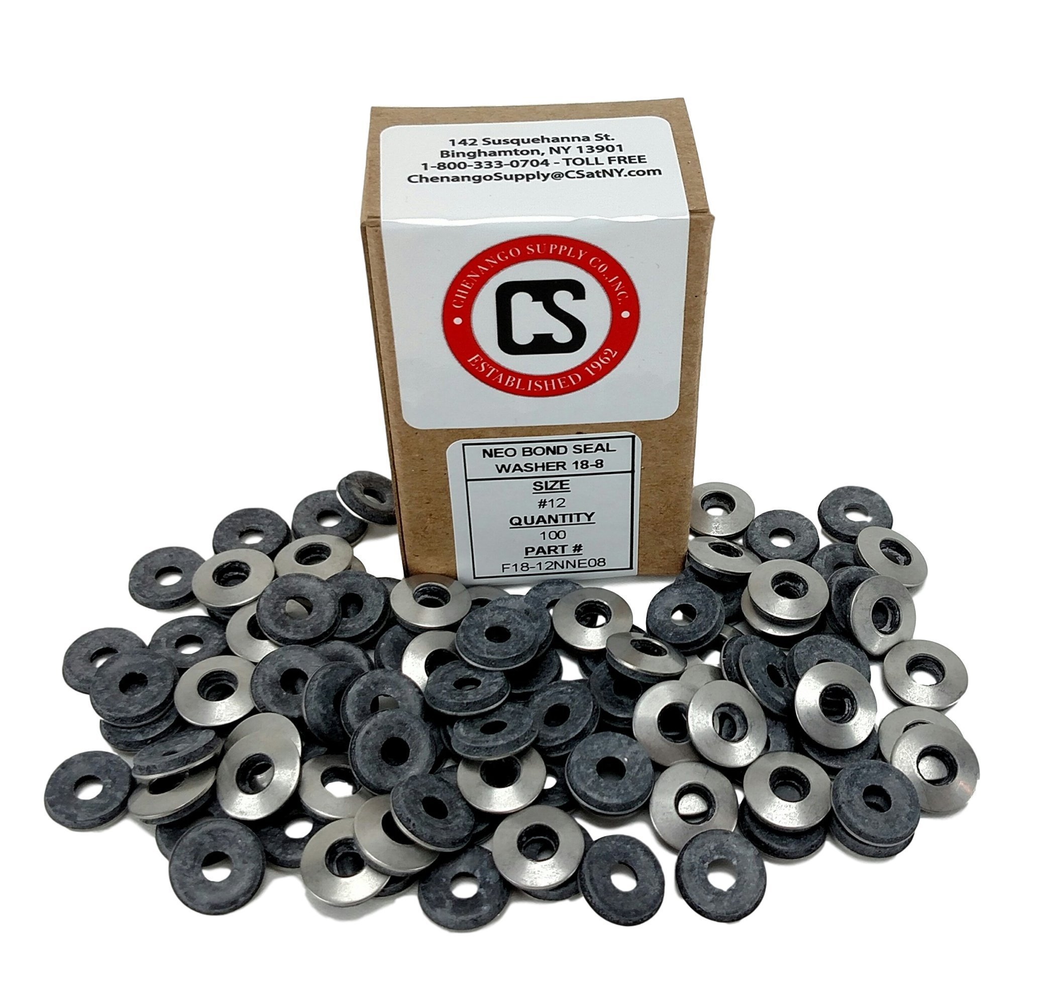 #12 Neoprene EPDM Bonded Sealing Washers Stainless Steel 18-8, Neo Bond, 100 Pieces (#12 Neobond Washer 18-8)