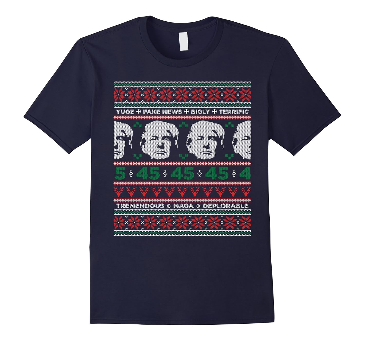 Donald Trump Ugly Christmas Sweater T-Shirt Funny 45-ANZ