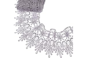 GXTIZAS Gray Lace Trim 5 Yards Wide Venise Lace Ribbon Embroidered Edge Trim for Sewing Crafts Pillow Case