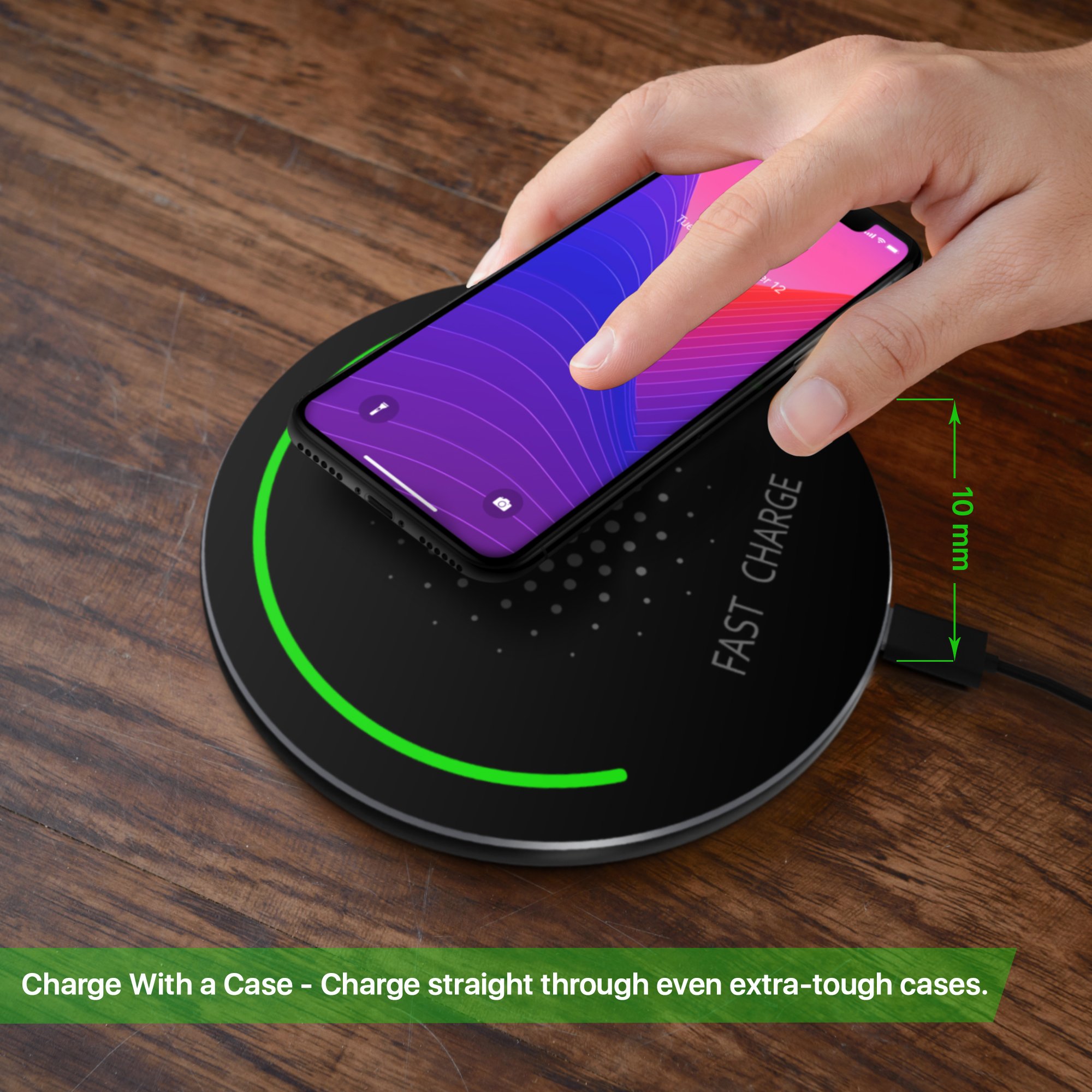QI Wireless Charger for Samsung - S9/S9+/S8/S8+/S7/Note8 and More, Wireless Charger iPhone X, iPhone 8/8 Plus, Fast Wireless Charger (AC Adapter not Included)