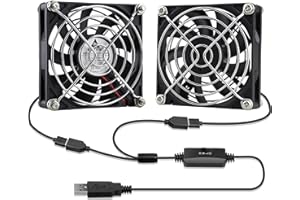 GDSTIME Small USB Fan, Dual 80mm x 15mm 5V Mini Brushless Cooling Fan Muffin Fan Desk Fan, Sleeve Bearing,for Receiver Xbox C