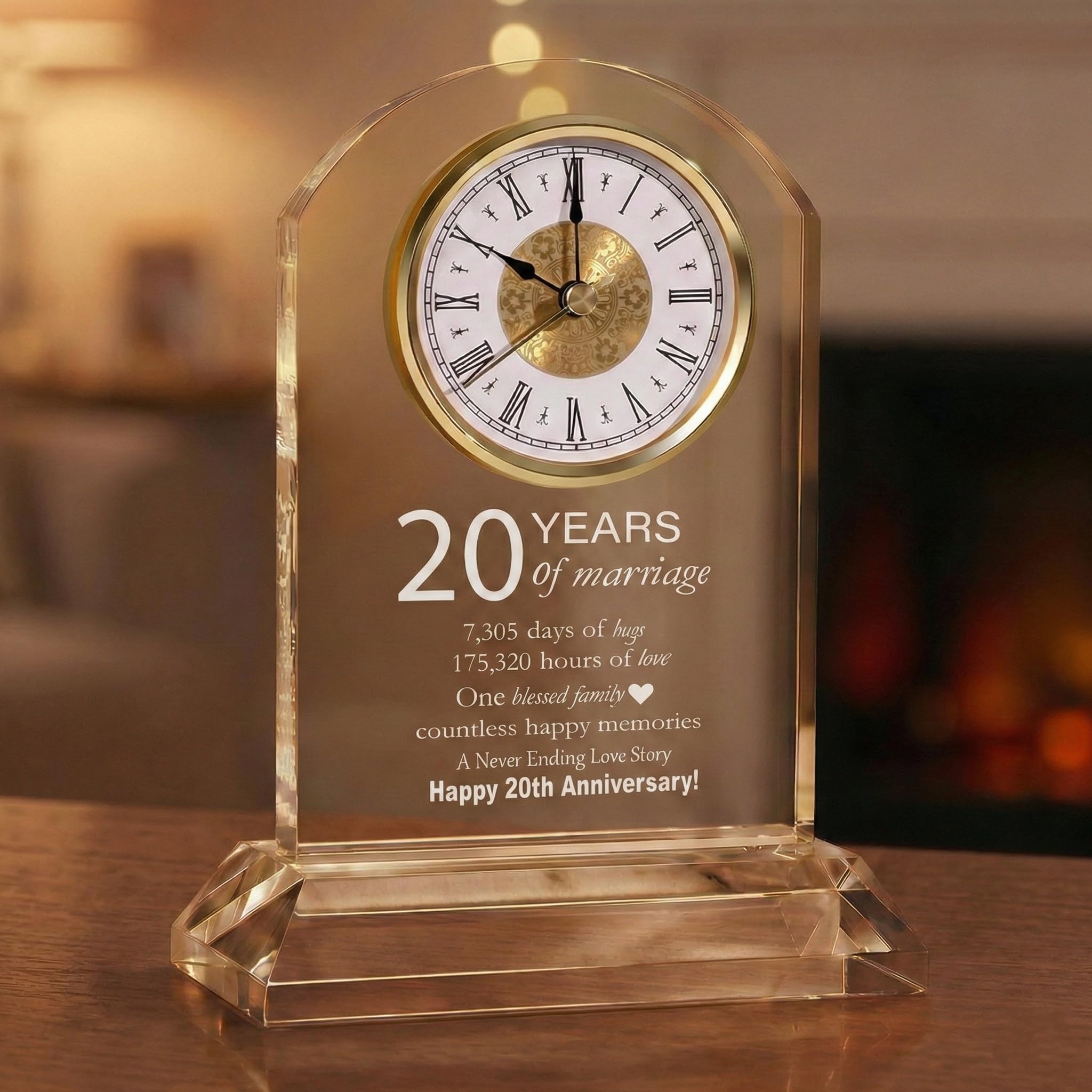 DEEWISH 20th Wedding Anniversary Clock, Best Gifts Ideas for Couple Parents Wife Husband Diamond 20 Years of Marriage for Him Her