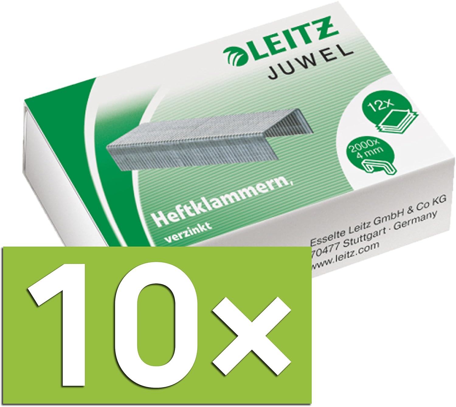 Leitz Heftklammern 25/10 - 10 Packungen Mit Je 1000 Stück Für Bis Zu 60 Blatt