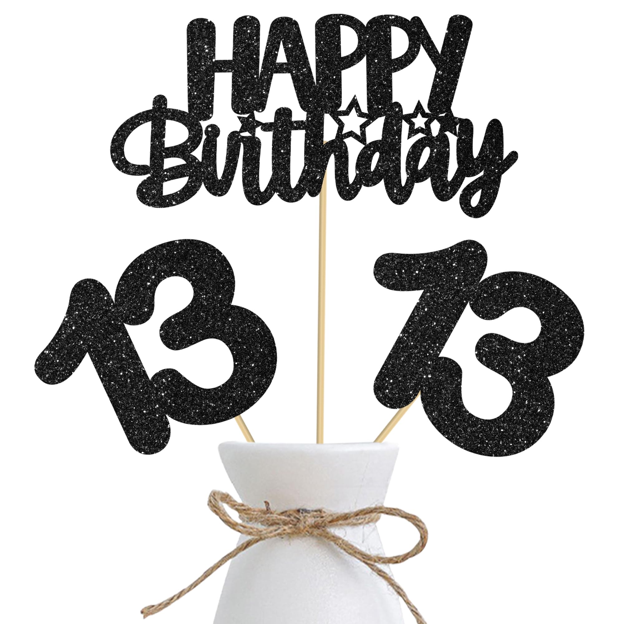 Photo 1 of 13th Birthday Centerpiece Sticks 12PCS Thirteen Happy Birthday Table Toppers Glitter Black Cheers to 13 Party Decorations for 13th Birthday Party Supplies