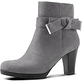 mysoft Women's Booties with Heel, Chunky Stacked Heel Zipper Ankle Boots for Ladies