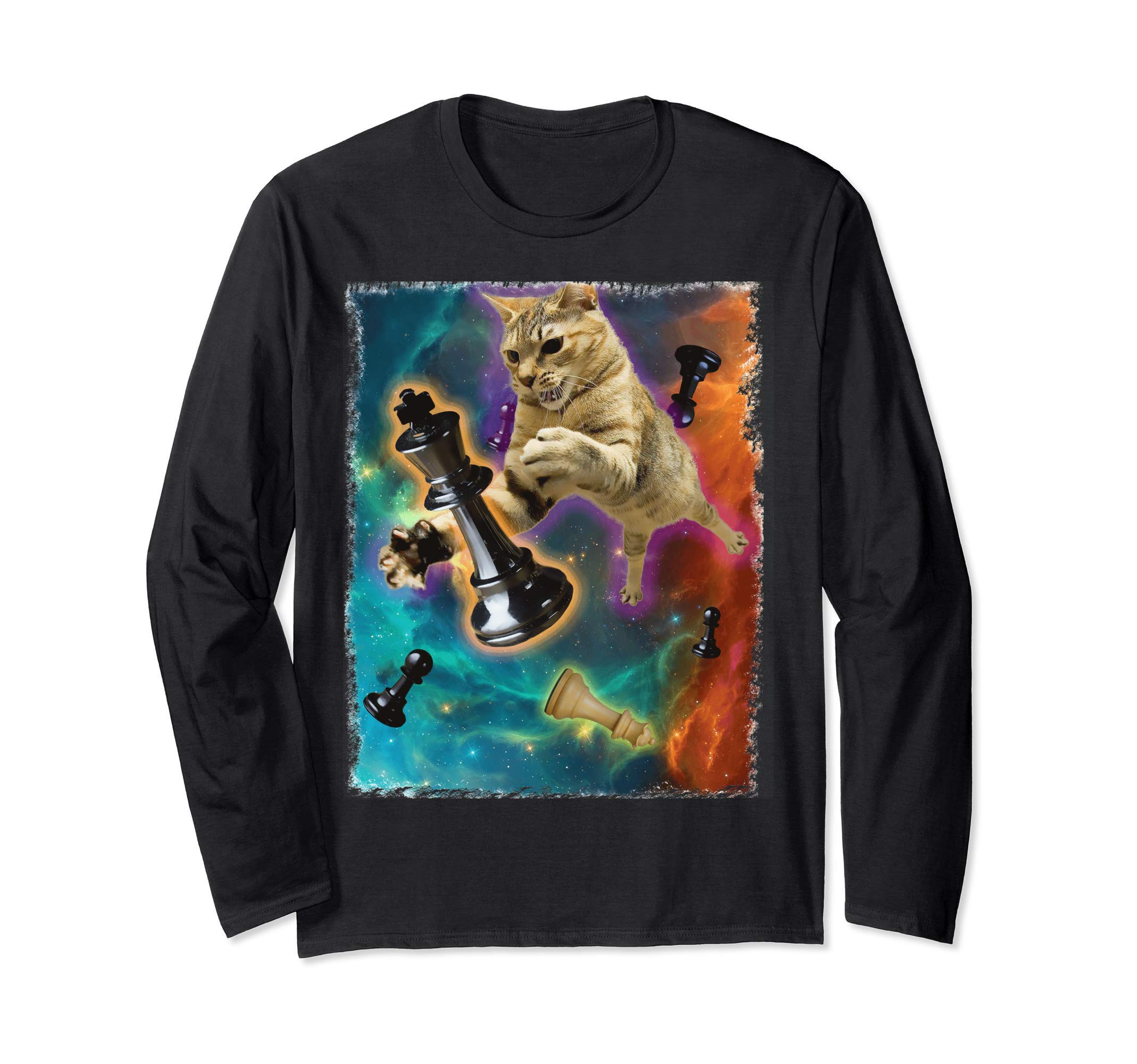 Cats in Space Chess Set Pieces Long Sleeve T-Shirt