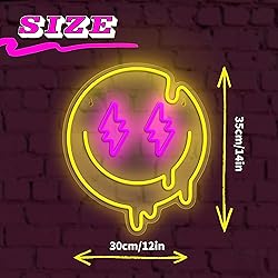JIARODEY Melting Smile Face Neon Sign Dimmable
